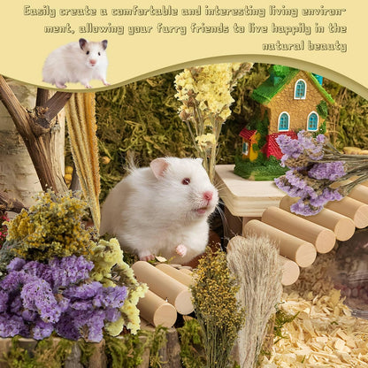 47 Pcs Hamster Sprays - Natural Dried Flower and Herb Forage Mix | Sprays for Hamster Cage Accessories, Habitat Decor & Enrichment for Syrian Dwarf Hamsters, Gerbils, Guinea Pigs, Small Pets
