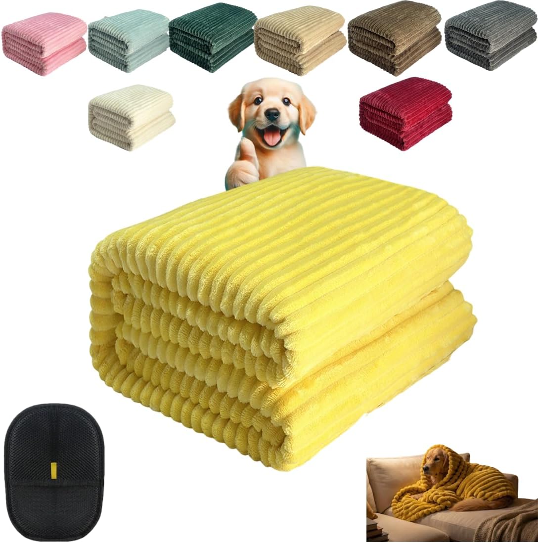 Emotional Support Blanket for Dogs,Yellow Dog Blanket,Provide Continuous Companionship,Soft Washable Security Blanket,Thick and Warm,for Kennels,Sofas,Beds,Car Seats (A, 28 × 39 in)