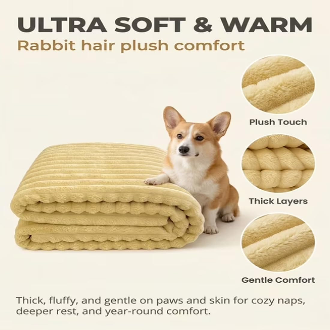 Emotional Support Blanket for Dogs,Yellow Dog Blanket,Provide Continuous Companionship,Soft Washable Security Blanket,Thick and Warm,for Kennels,Sofas,Beds,Car Seats (A, 28 × 39 in)