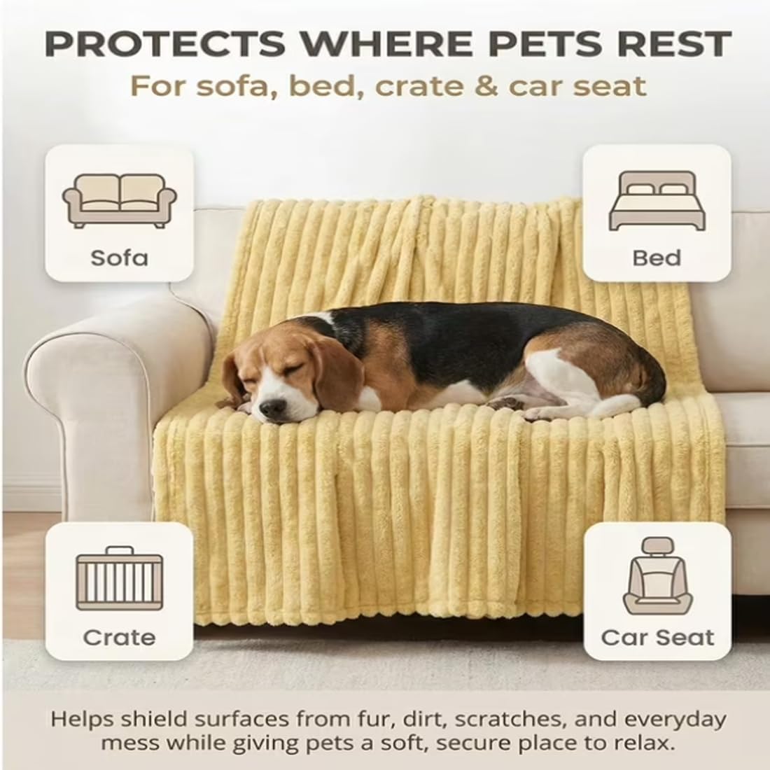 Emotional Support Blanket for Dogs,Yellow Dog Blanket,Provide Continuous Companionship,Soft Washable Security Blanket,Thick and Warm,for Kennels,Sofas,Beds,Car Seats (A, 28 × 39 in)