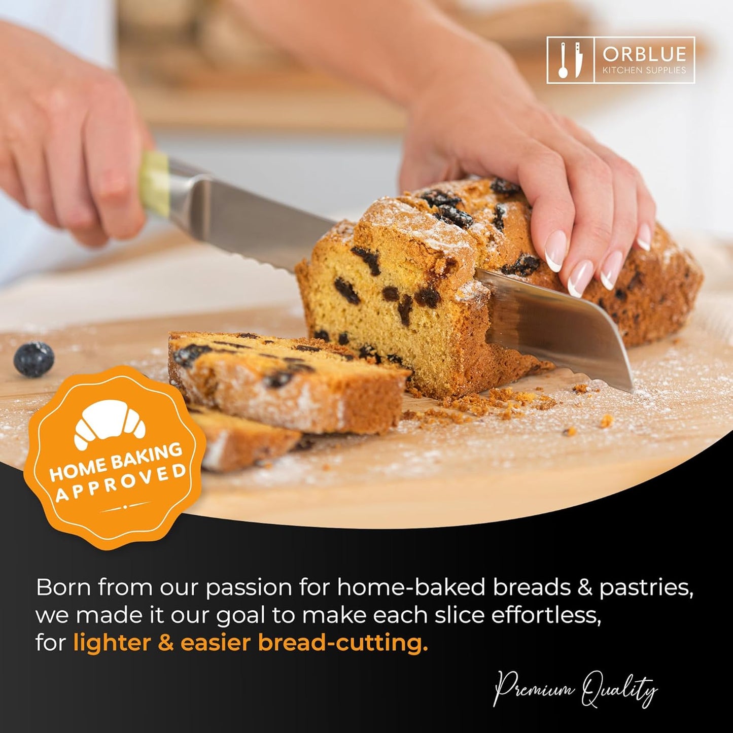 Serrated Bread Knife Ultra-Sharp Stainless Steel Professional Grade Bread Cutter - Cuts Thick Loaves Effortlessly - (8-Inch Blade with 5-Inch Handle), Yellow