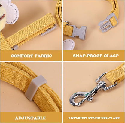 Cat Harness and Leash Set for Outdoor Travel Walking Escape Proof Soft Safe Adjustable Kitten Puppy Small Strap Kitty Cute Bee Wings Yellow S