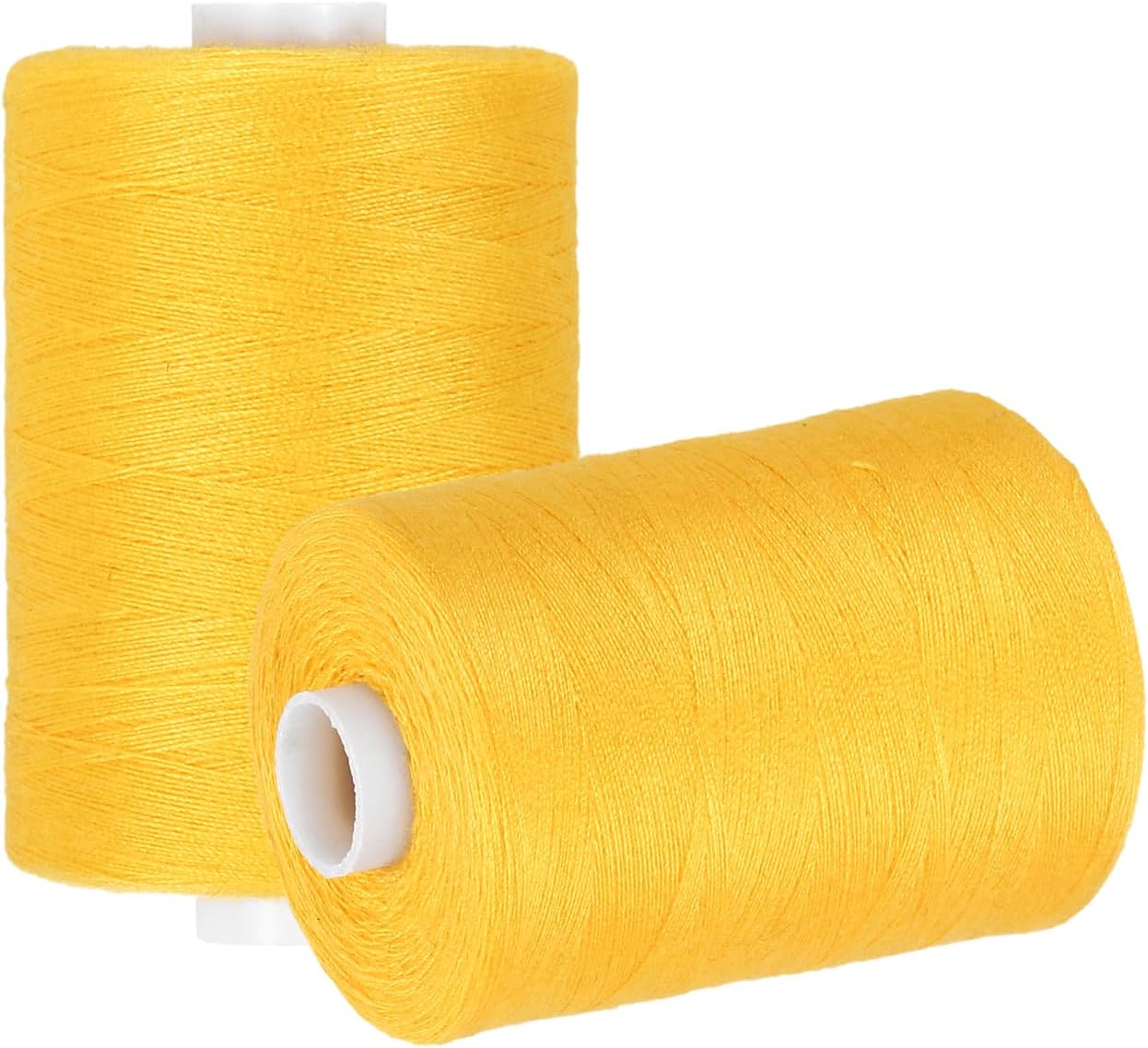 2 Spool Sewing Thread, Yellow #385 Polyester Thread Prewound Bobbins for Sewing Machine Hand Stitching Quilting Emergency DIY Projects, 1000 Yards/Spool