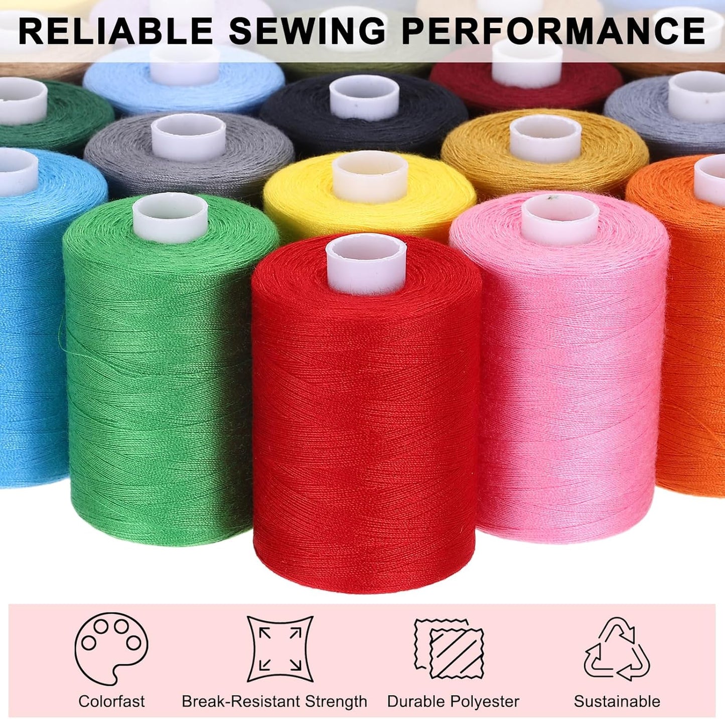 2 Spool Sewing Thread, Yellow #385 Polyester Thread Prewound Bobbins for Sewing Machine Hand Stitching Quilting Emergency DIY Projects, 1000 Yards/Spool