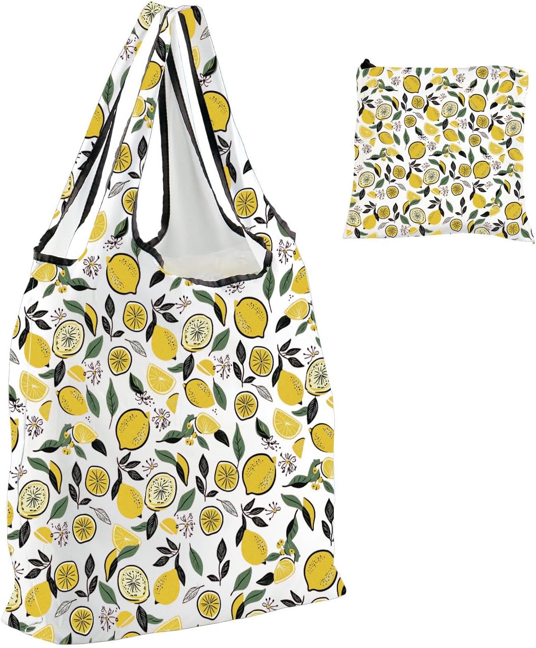 Lemon Lover Gift Lemon Design Folding Reusable Grocery Bag Botanical fan Shopping Bag Who Loves Lem-on Slice Gift