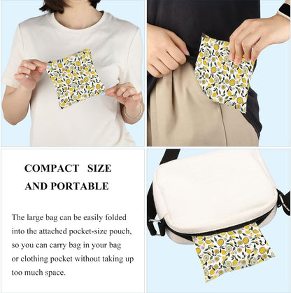 Lemon Lover Gift Lemon Design Folding Reusable Grocery Bag Botanical fan Shopping Bag Who Loves Lem-on Slice Gift
