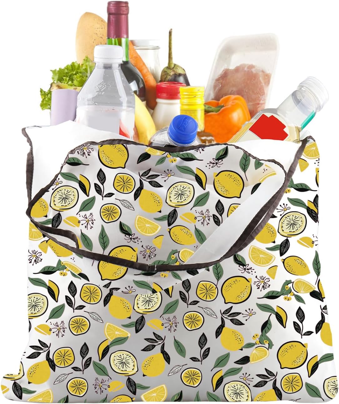 Lemon Lover Gift Lemon Design Folding Reusable Grocery Bag Botanical fan Shopping Bag Who Loves Lem-on Slice Gift