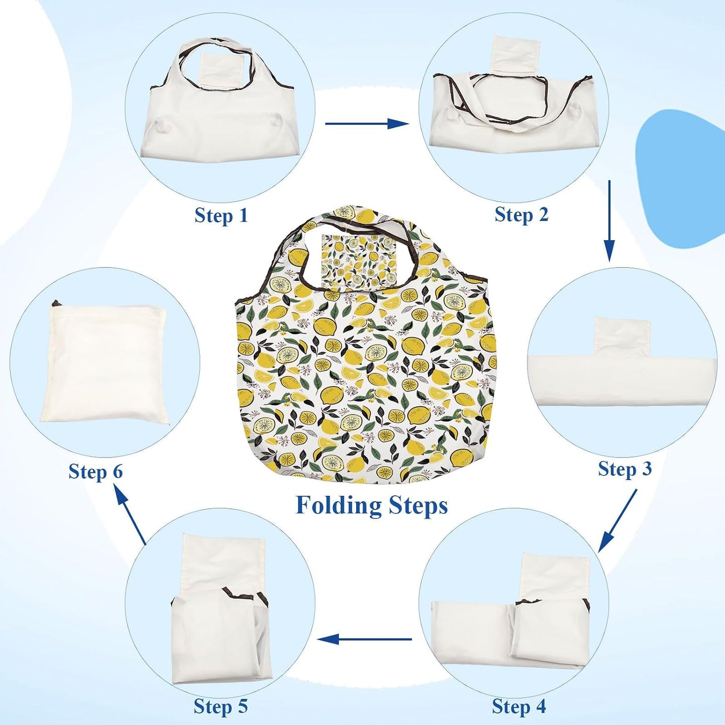 Lemon Lover Gift Lemon Design Folding Reusable Grocery Bag Botanical fan Shopping Bag Who Loves Lem-on Slice Gift