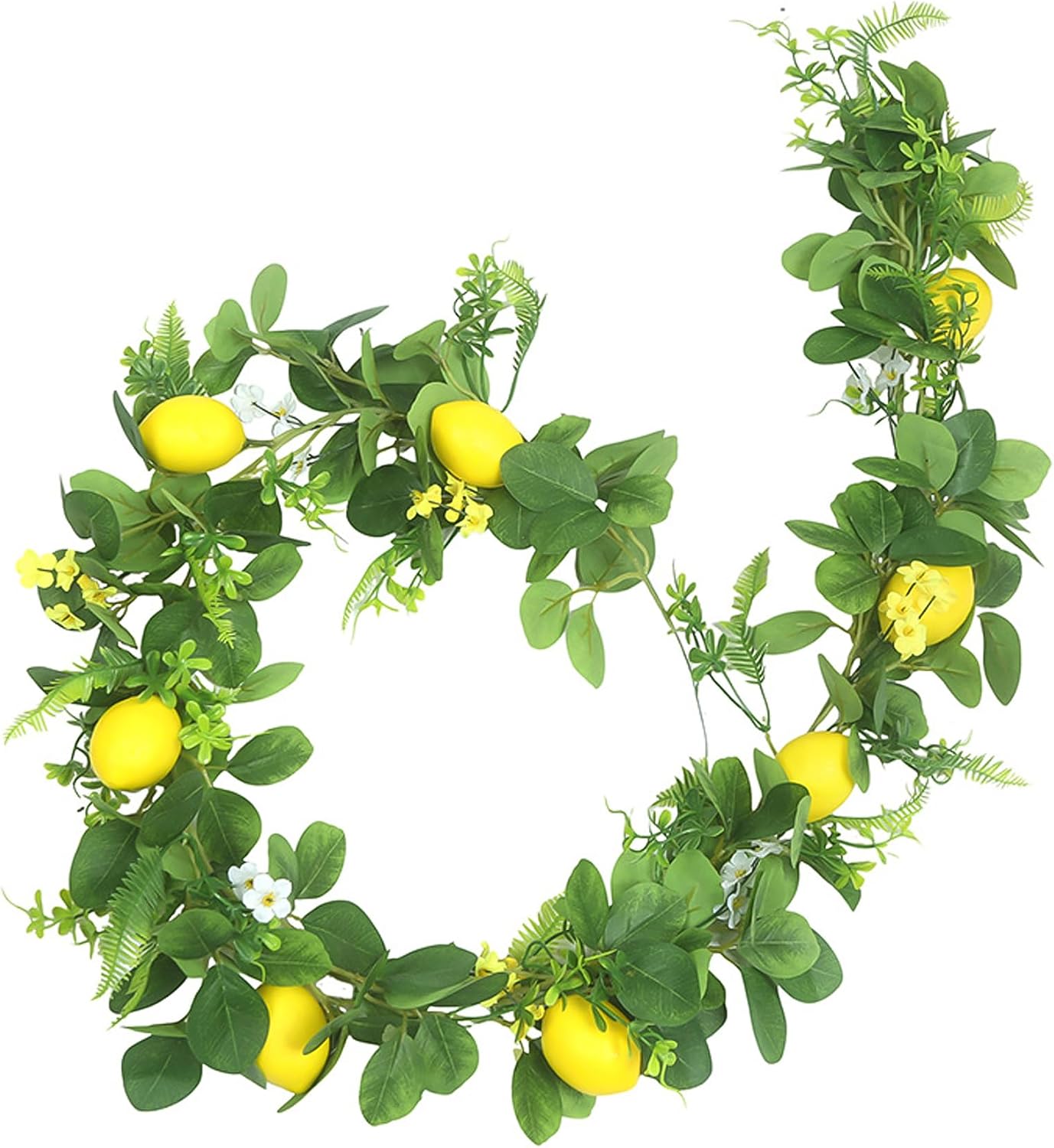 Main Squeeze Bridal Shower Decorations - Artificial Lemon Garland with Greenery, Faux Eucalyptus Lemon Garland for Bridal Shower Wedding Table Party Home Decoration Mantel Arch Backdrop