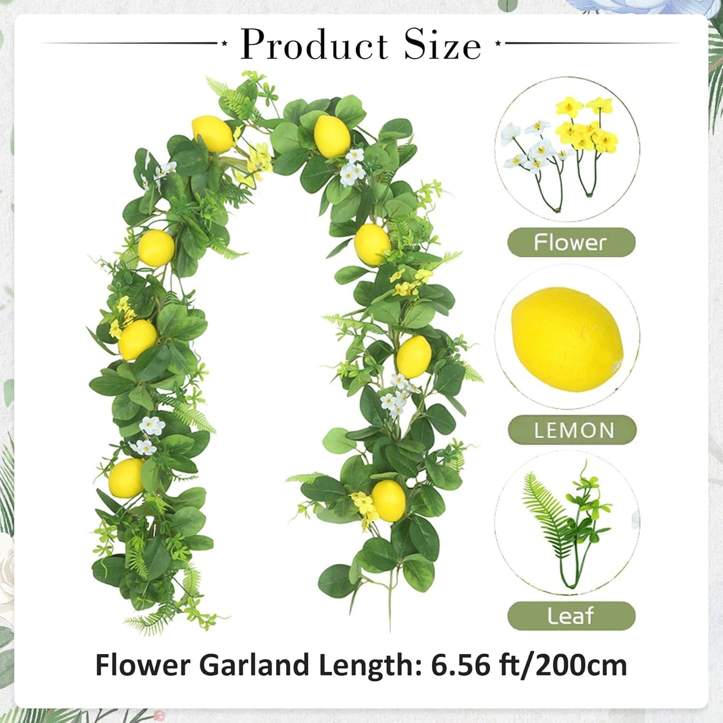 Main Squeeze Bridal Shower Decorations - Artificial Lemon Garland with Greenery, Faux Eucalyptus Lemon Garland for Bridal Shower Wedding Table Party Home Decoration Mantel Arch Backdrop