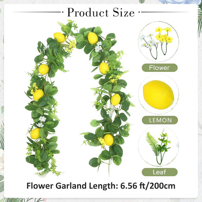 Main Squeeze Bridal Shower Decorations - Artificial Lemon Garland with Greenery, Faux Eucalyptus Lemon Garland for Bridal Shower Wedding Table Party Home Decoration Mantel Arch Backdrop