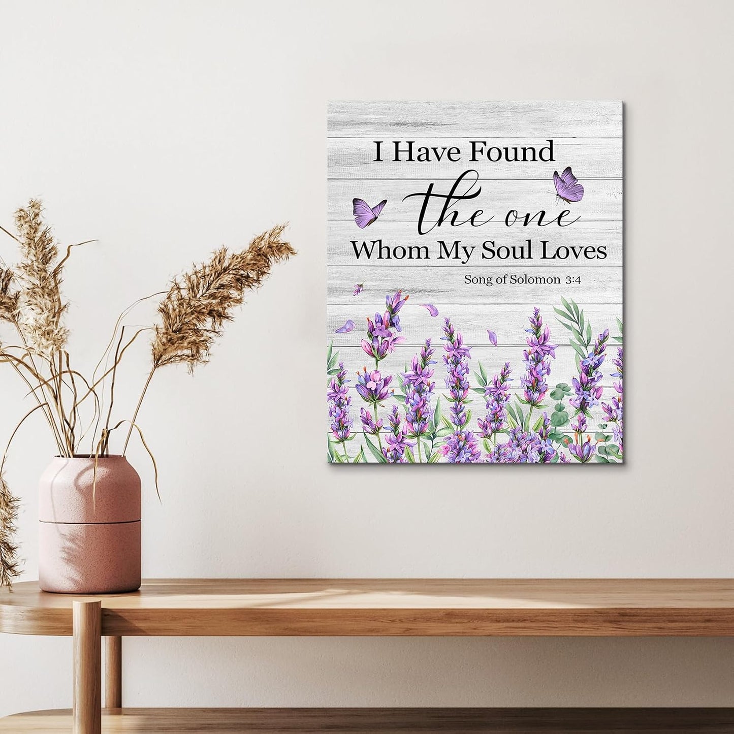 Blue and Yellow Floral Framed Canvas Wall Art, 16L X 12W inch | Rustic Wildflower Green Leaf Butterfly Flower Pictures Wall Decor Living Room Bedroom Bathroom Wall Art Ready to Hang