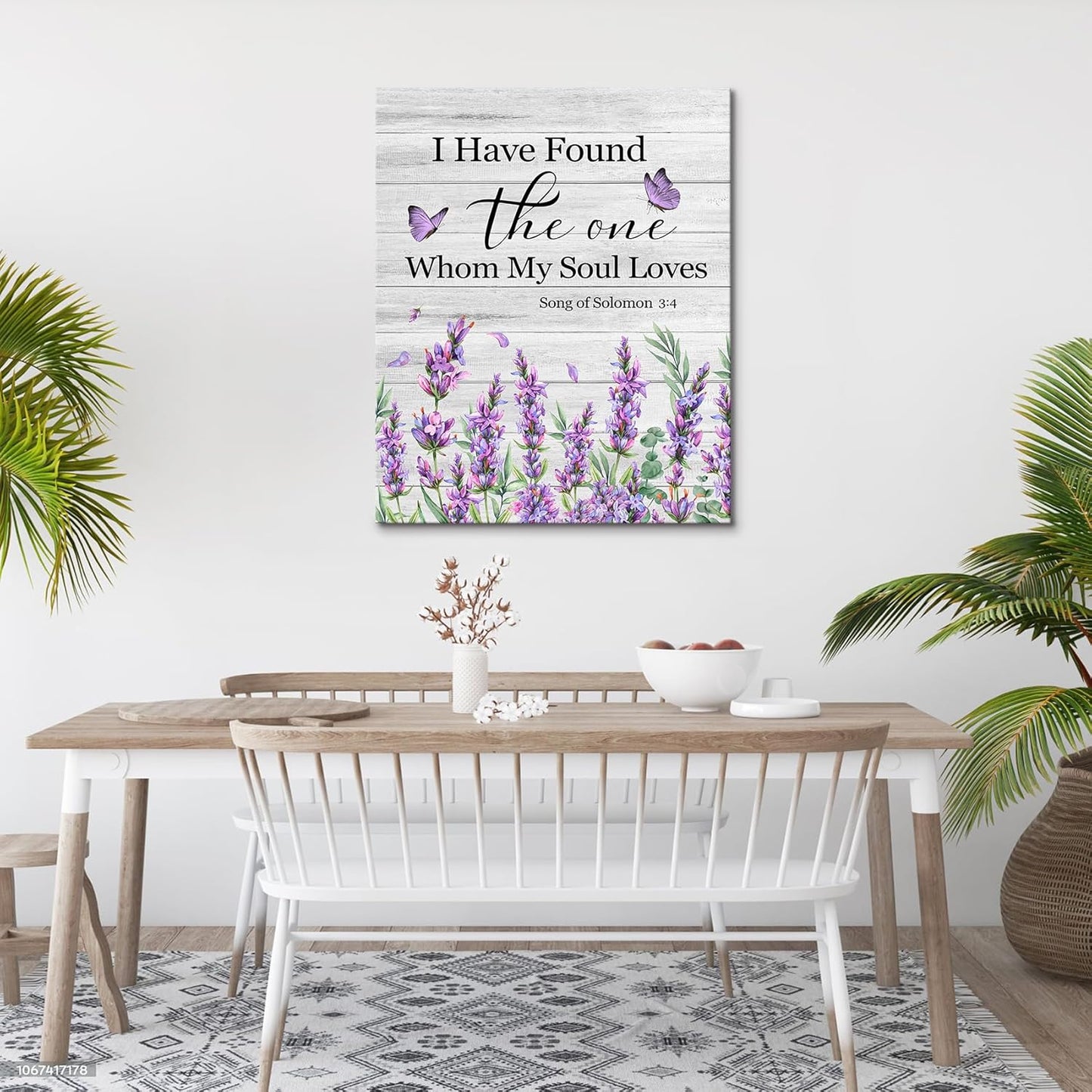 Blue and Yellow Floral Framed Canvas Wall Art, 16L X 12W inch | Rustic Wildflower Green Leaf Butterfly Flower Pictures Wall Decor Living Room Bedroom Bathroom Wall Art Ready to Hang