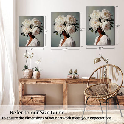 Blue and Yellow Floral Framed Canvas Wall Art, 16L X 12W inch | Rustic Wildflower Green Leaf Butterfly Flower Pictures Wall Decor Living Room Bedroom Bathroom Wall Art Ready to Hang