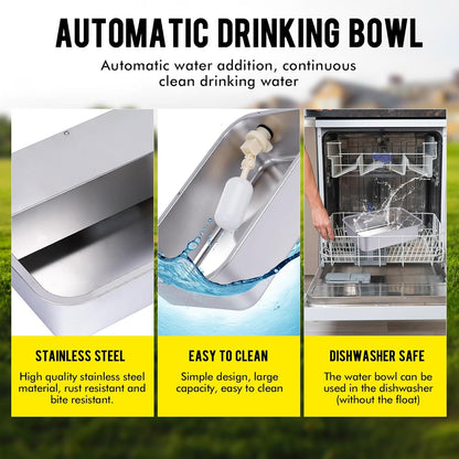 3Gal Automatic Outdoor Dog Water Dispenser for Large Breed Dogs Auto Self Filling Water Bowl Stainless Steel Dog Pet Waterer for Big Cat Chicken Goat Sheep Livestock (15.7" X 11.8")