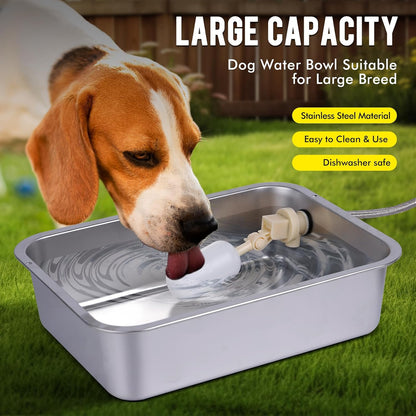 3Gal Automatic Outdoor Dog Water Dispenser for Large Breed Dogs Auto Self Filling Water Bowl Stainless Steel Dog Pet Waterer for Big Cat Chicken Goat Sheep Livestock (15.7" X 11.8")