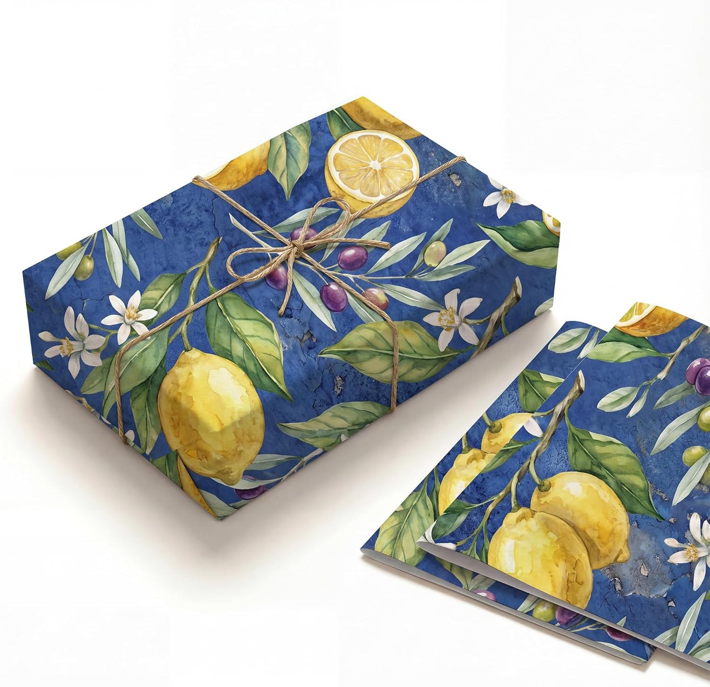 Watercolor Citrus Wrapping Paper, 19.6 x 27.5 in, 2 Sheets | 120gsm watercolor citrus paper for birthdays, baby showers, weddings and rustic summer gifts