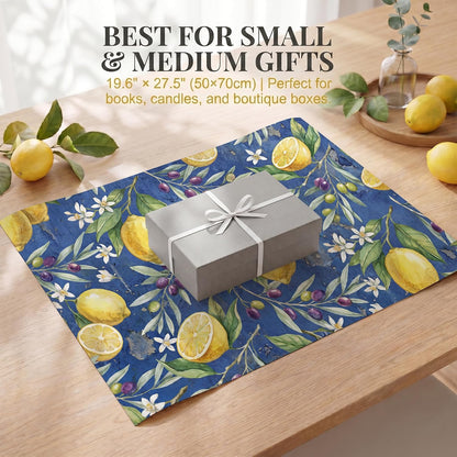 Watercolor Citrus Wrapping Paper, 19.6 x 27.5 in, 2 Sheets | 120gsm watercolor citrus paper for birthdays, baby showers, weddings and rustic summer gifts