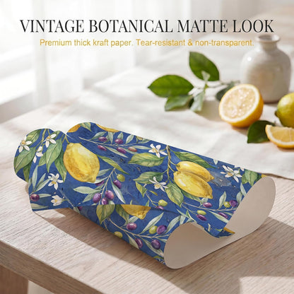 Watercolor Citrus Wrapping Paper, 19.6 x 27.5 in, 2 Sheets | 120gsm watercolor citrus paper for birthdays, baby showers, weddings and rustic summer gifts