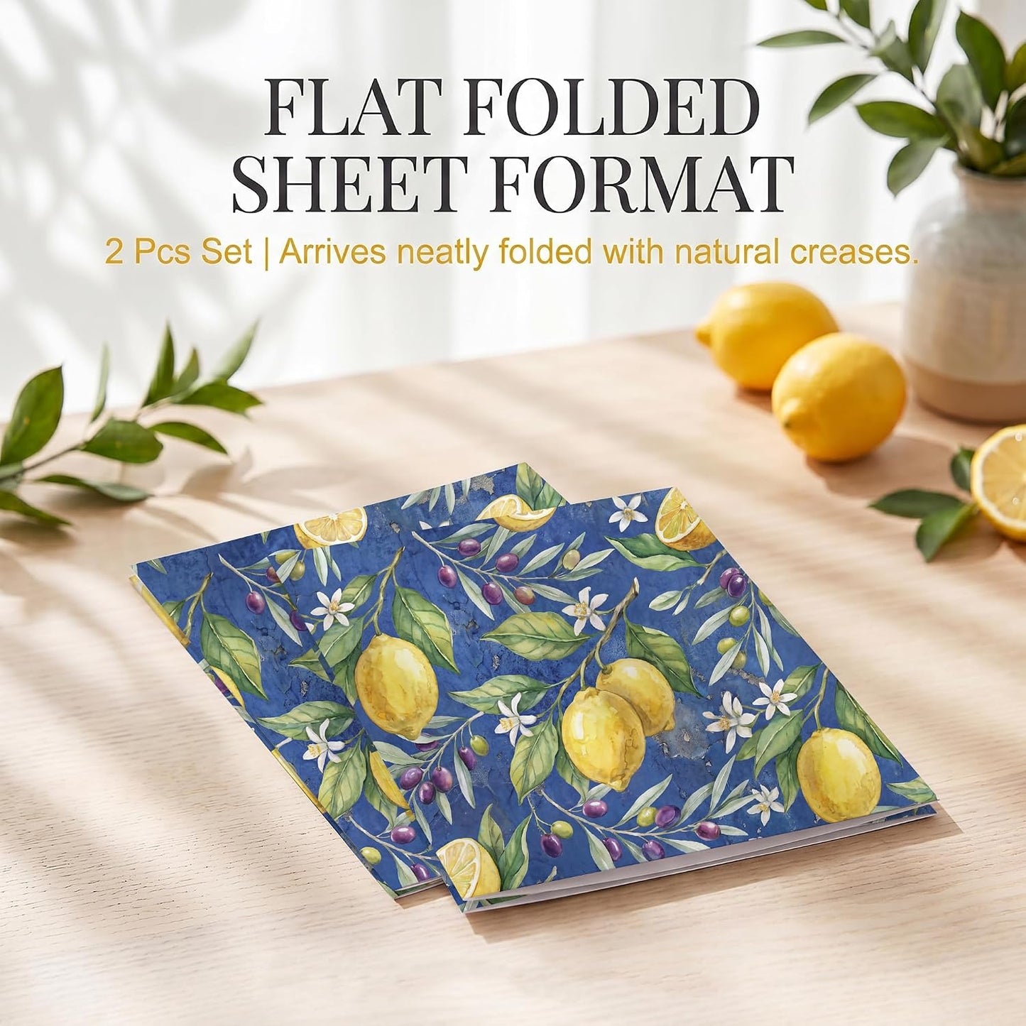 Watercolor Citrus Wrapping Paper, 19.6 x 27.5 in, 2 Sheets | 120gsm watercolor citrus paper for birthdays, baby showers, weddings and rustic summer gifts