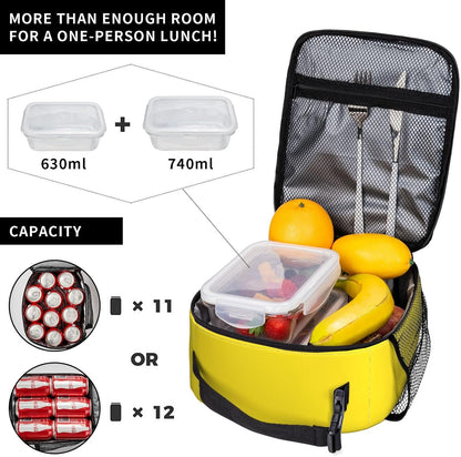 Yellow Lunch Box for Women Men Reusable Insulated Portable Lunch Bag Cooler Thermal Leakproof Tote Lunchbox for Adults Office Work Picnic Travel