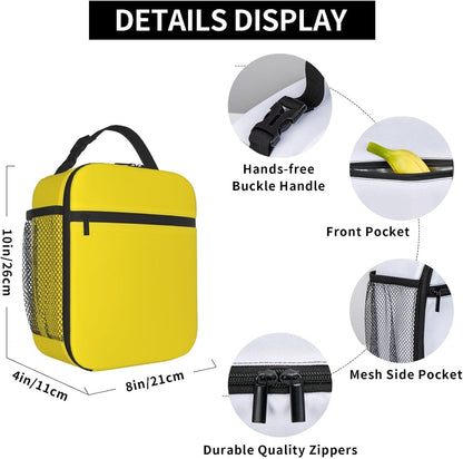 Yellow Lunch Box for Women Men Reusable Insulated Portable Lunch Bag Cooler Thermal Leakproof Tote Lunchbox for Adults Office Work Picnic Travel
