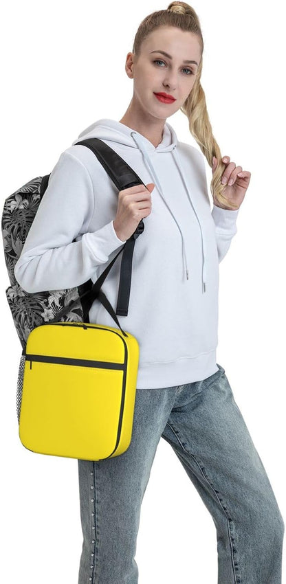 Yellow Lunch Box for Women Men Reusable Insulated Portable Lunch Bag Cooler Thermal Leakproof Tote Lunchbox for Adults Office Work Picnic Travel