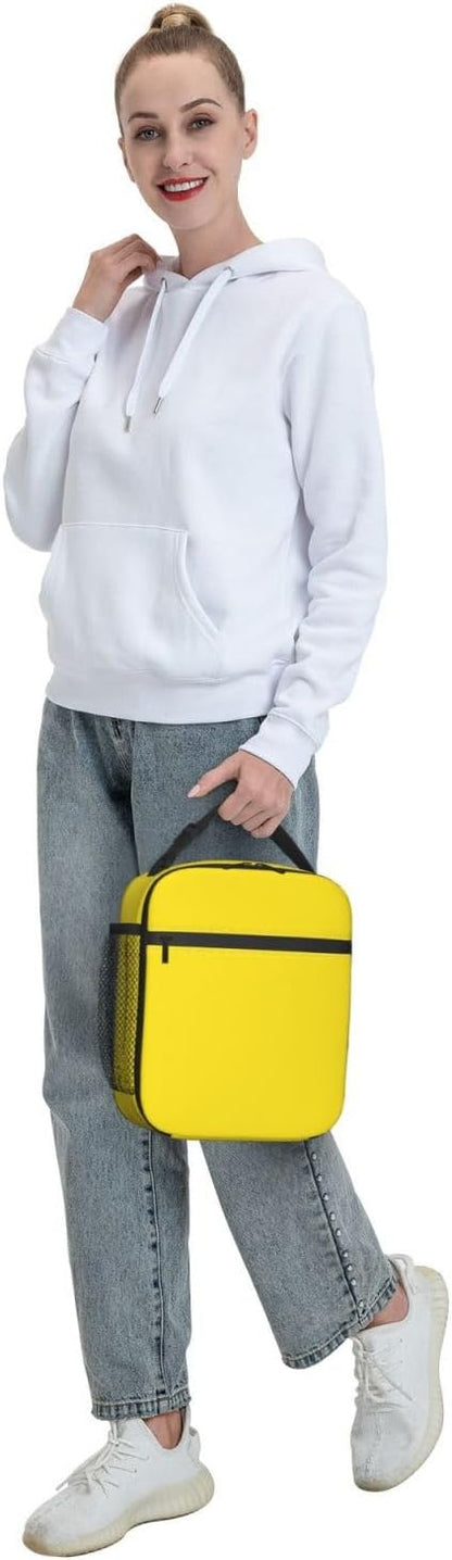 Yellow Lunch Box for Women Men Reusable Insulated Portable Lunch Bag Cooler Thermal Leakproof Tote Lunchbox for Adults Office Work Picnic Travel