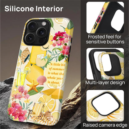 Case for iPhone 15 Pro,Compatible with MagSafe,Magentic Hybrid 2 Layer Protective Shockproof Cover for Women Girls-Coastal Italy Lemon Beach Collage