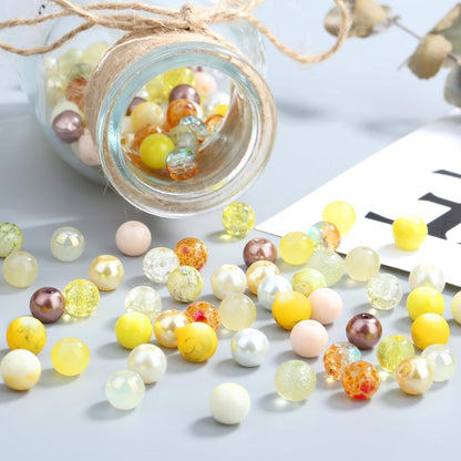 8mm Yellow Beads for Jewelry Making Yellow | Glass Beads for Crafts Bracelets, Necklaces & DIY Crafts Glass Round Bead 360PCS