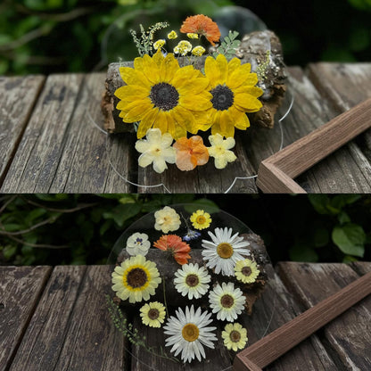 A4 Large Dried Pressed Flowers for Resin - Sunflower, Real Dry Natural Flowers & Leaves for Resin Mold, Cake, Candle Making, Phone Cases, Scrapbooking, DIY Art Crafts (Yellow)