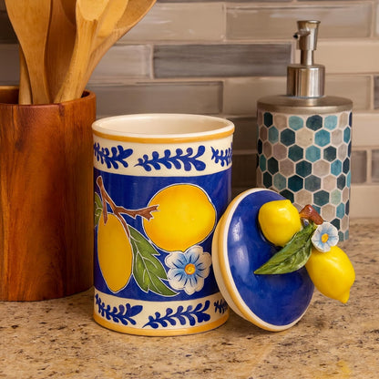 Ceramic 17499 Lemon Canister, Small, Multicolor