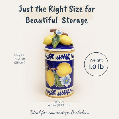 Ceramic 17499 Lemon Canister, Small, Multicolor