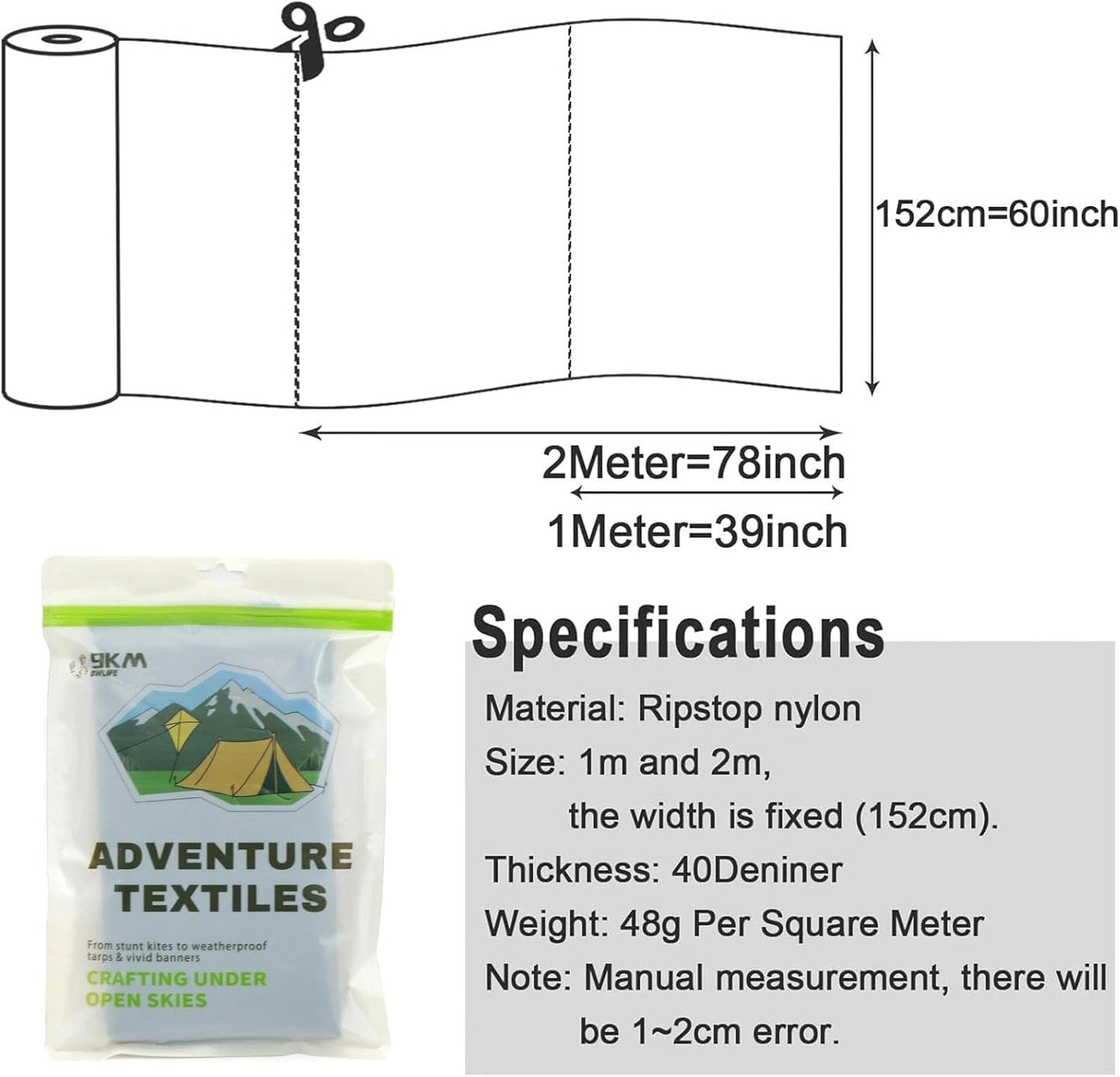 Fabric, Baby Yellow Waterproof Ripstop Nylon Fabric 40D, 60x78 Inches, Lightweight, PU Coating, Airtight Fabric for Kite, Tent, Flag, Bag, Tarp Cover, DIY Project