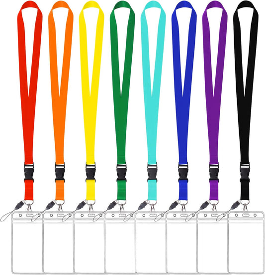Cruise Lanyards, 8 Pack Colorful Solid Color Lanyard with Detachable Buckle & Waterproof ID Badge Holder for Cruises, Ships, Keys, Cards, Phone and Carnival Sail, (Assorted Rainbow 8 Colors, 8 Pcs)