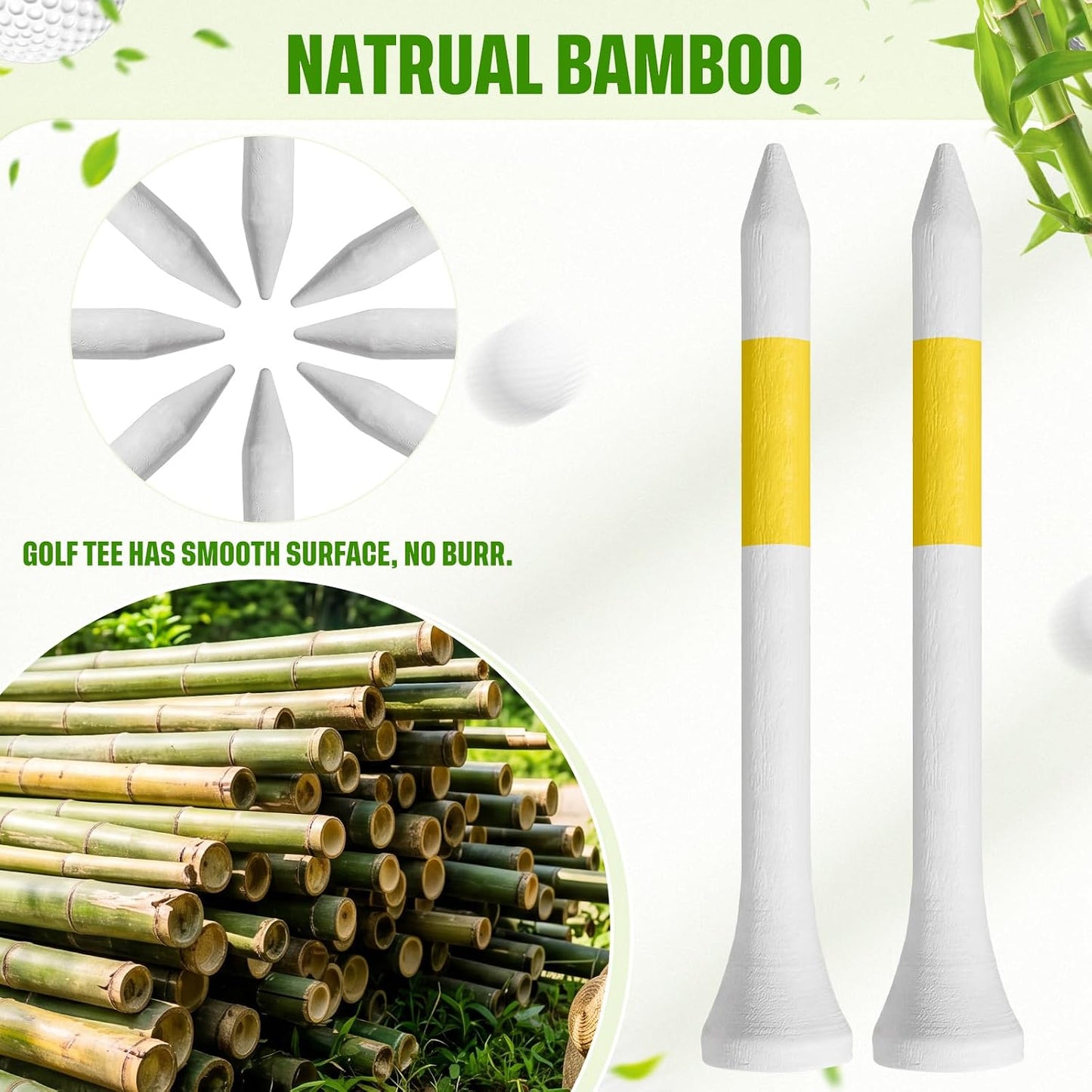 Golf Tees Bulk Wood | Wooden Bamboo, for Men Balls Accessories