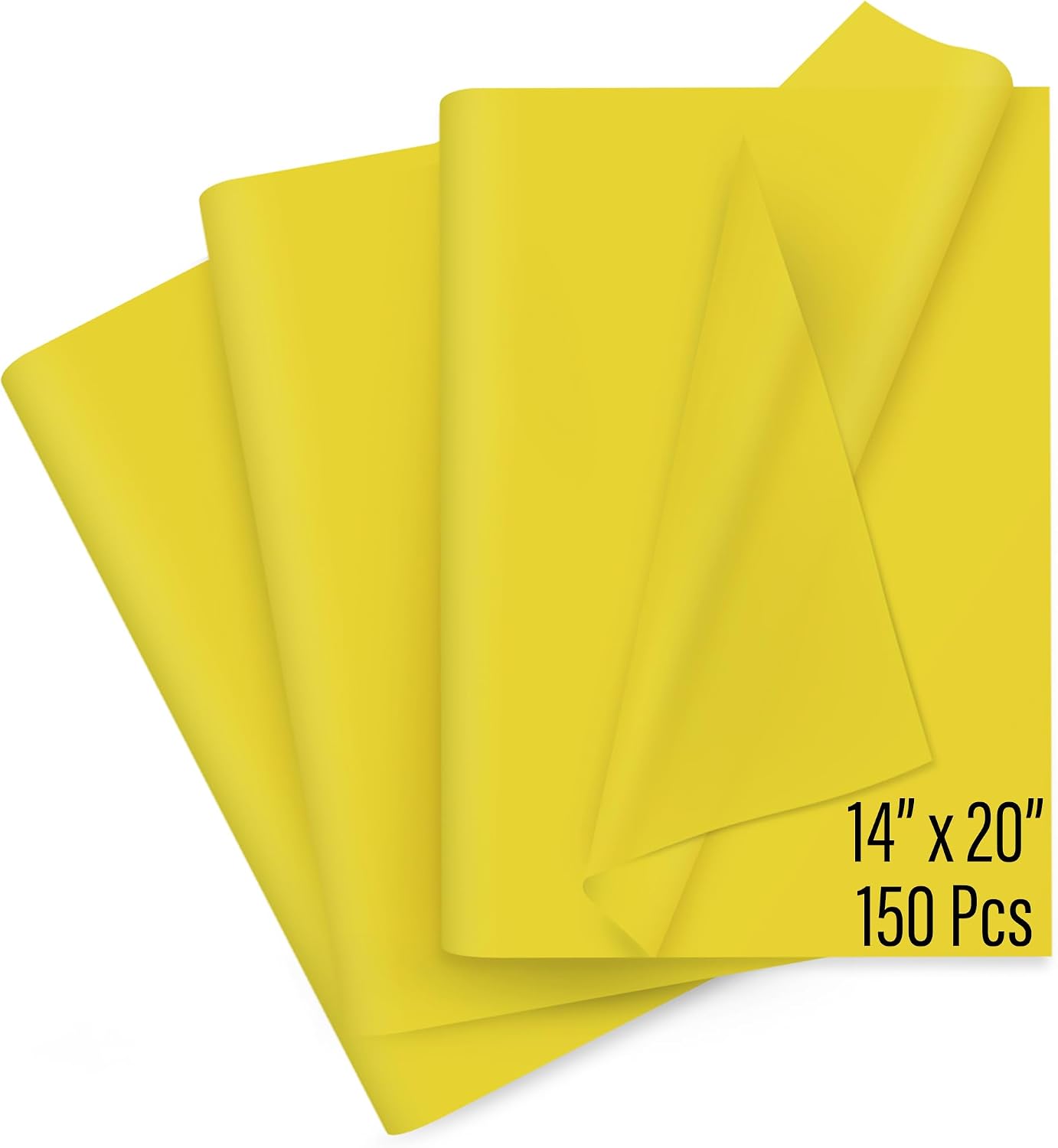 150 Sheets Yellow Tissue Paper for Gift Bags Bulk 14x20 Inch - Yellow Wrapping Paper for Gifts Wrap Mothers Day, Bouquet, Wedding, Birthday, DIY, Holiday, Thanksgiving & Christmas Decorations
