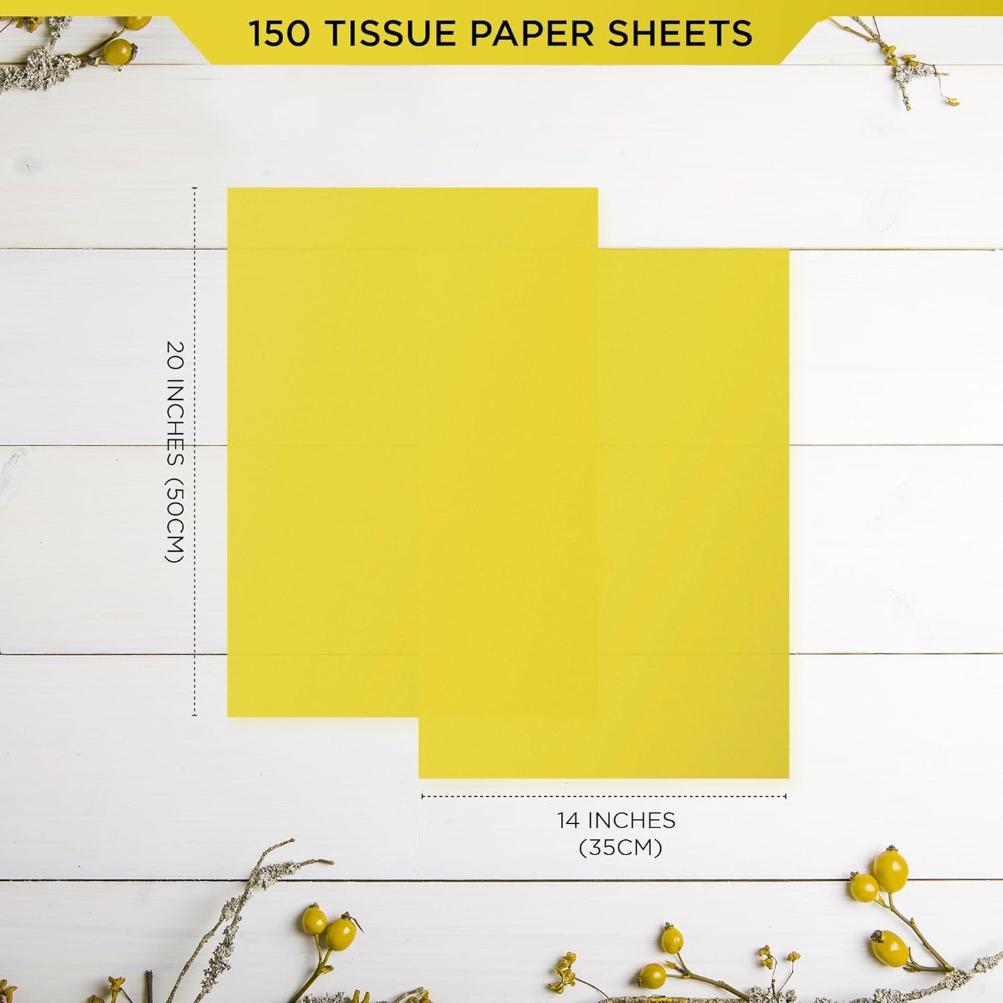 150 Sheets Yellow Tissue Paper for Gift Bags Bulk 14x20 Inch - Yellow Wrapping Paper for Gifts Wrap Mothers Day, Bouquet, Wedding, Birthday, DIY, Holiday, Thanksgiving & Christmas Decorations