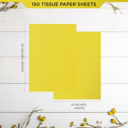 150 Sheets Yellow Tissue Paper for Gift Bags Bulk 14x20 Inch - Yellow Wrapping Paper for Gifts Wrap Mothers Day, Bouquet, Wedding, Birthday, DIY, Holiday, Thanksgiving & Christmas Decorations