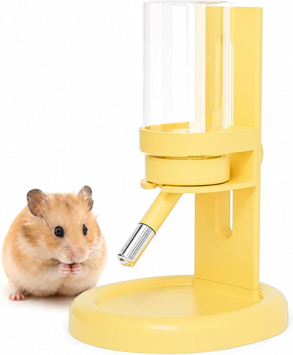 Hamster Water Bottle No Drip, 4oz Glass Small Animal Water Dispenser,Yellow | Leakproof Guinea Pig Water Bottle with Adjustable Stand for Glass Tank, Cage, Habitat, for Hamster Gerbil Chinchilla Hedgehog