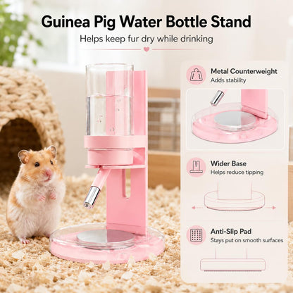 Hamster Water Bottle No Drip, 4oz Glass Small Animal Water Dispenser,Yellow | Leakproof Guinea Pig Water Bottle with Adjustable Stand for Glass Tank, Cage, Habitat, for Hamster Gerbil Chinchilla Hedgehog