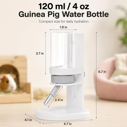 Hamster Water Bottle No Drip, 4oz Glass Small Animal Water Dispenser,Yellow | Leakproof Guinea Pig Water Bottle with Adjustable Stand for Glass Tank, Cage, Habitat, for Hamster Gerbil Chinchilla Hedgehog
