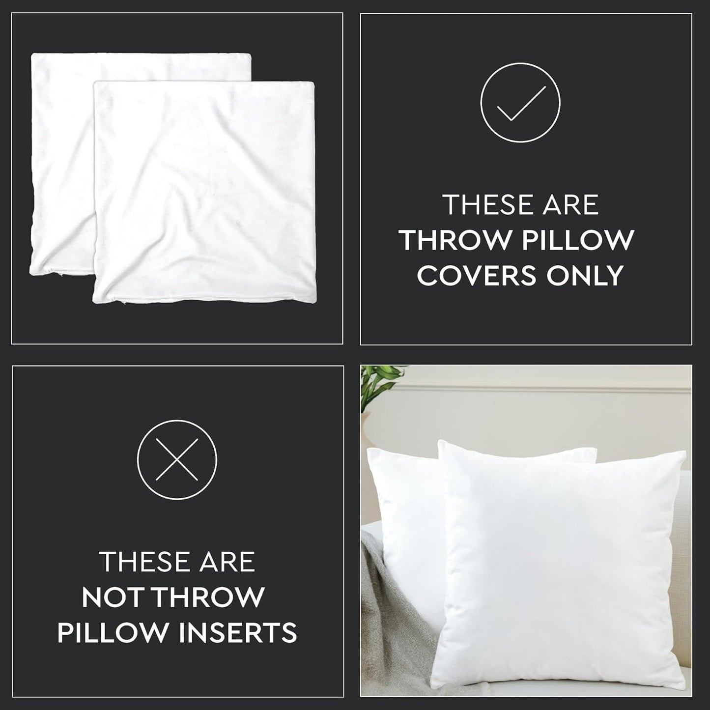 Velvet Throw Pillow Covers 18x18 in (45x45 cm) - Lemon Yellow - No Inserts, Pack of 2 Cases | Solid Plain Dyed Soft & Smooth, Square Decorative Cushion Covers for Living & Bedroom