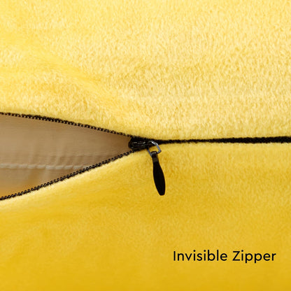 Velvet Throw Pillow Covers 18x18 in (45x45 cm) - Lemon Yellow - No Inserts, Pack of 2 Cases | Solid Plain Dyed Soft & Smooth, Square Decorative Cushion Covers for Living & Bedroom