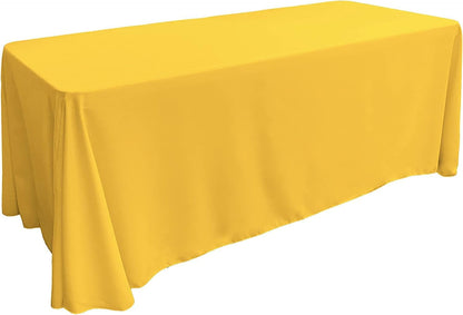 Polyester Poplin Washable Rectangular Tablecloth, Stain and Wrinkle Resistant Table Cover 90x132, Fabric Table Cloth for Dinning, Kitchen, Party, Holiday 90 by 132-Inch, Yellow Dark