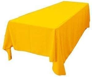Polyester Poplin Washable Rectangular Tablecloth, Stain and Wrinkle Resistant Table Cover 90x132, Fabric Table Cloth for Dinning, Kitchen, Party, Holiday 90 by 132-Inch, Yellow Dark