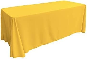 Polyester Poplin Washable Rectangular Tablecloth, Stain and Wrinkle Resistant Table Cover 90x132, Fabric Table Cloth for Dinning, Kitchen, Party, Holiday 90 by 132-Inch, Yellow Dark