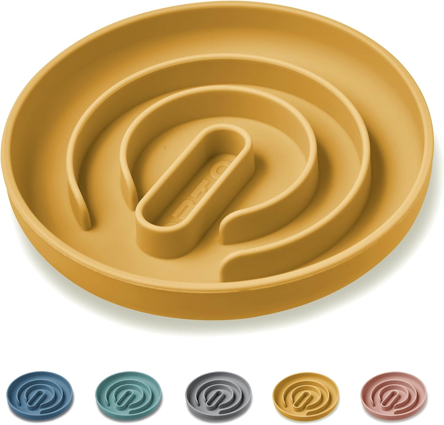 Slow Feeder Dog Bowl, 7.3" Lick Mat for Dogs, Infinite, Yellow | Cat Slow Feeder Bowl, Anti Choking, Enrichment Toys, Easy Clean BPA-Free Silicone Feeding Bowl, Boredom and Anxiety Reducer