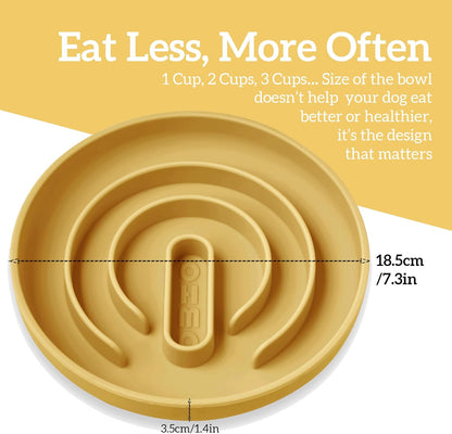 Slow Feeder Dog Bowl, 7.3" Lick Mat for Dogs, Infinite, Yellow | Cat Slow Feeder Bowl, Anti Choking, Enrichment Toys, Easy Clean BPA-Free Silicone Feeding Bowl, Boredom and Anxiety Reducer