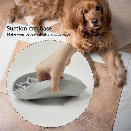 Slow Feeder Dog Bowl, 7.3" Lick Mat for Dogs, Infinite, Yellow | Cat Slow Feeder Bowl, Anti Choking, Enrichment Toys, Easy Clean BPA-Free Silicone Feeding Bowl, Boredom and Anxiety Reducer